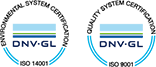 DNV-GL ISO 14001 and ISO 9001 certification marks